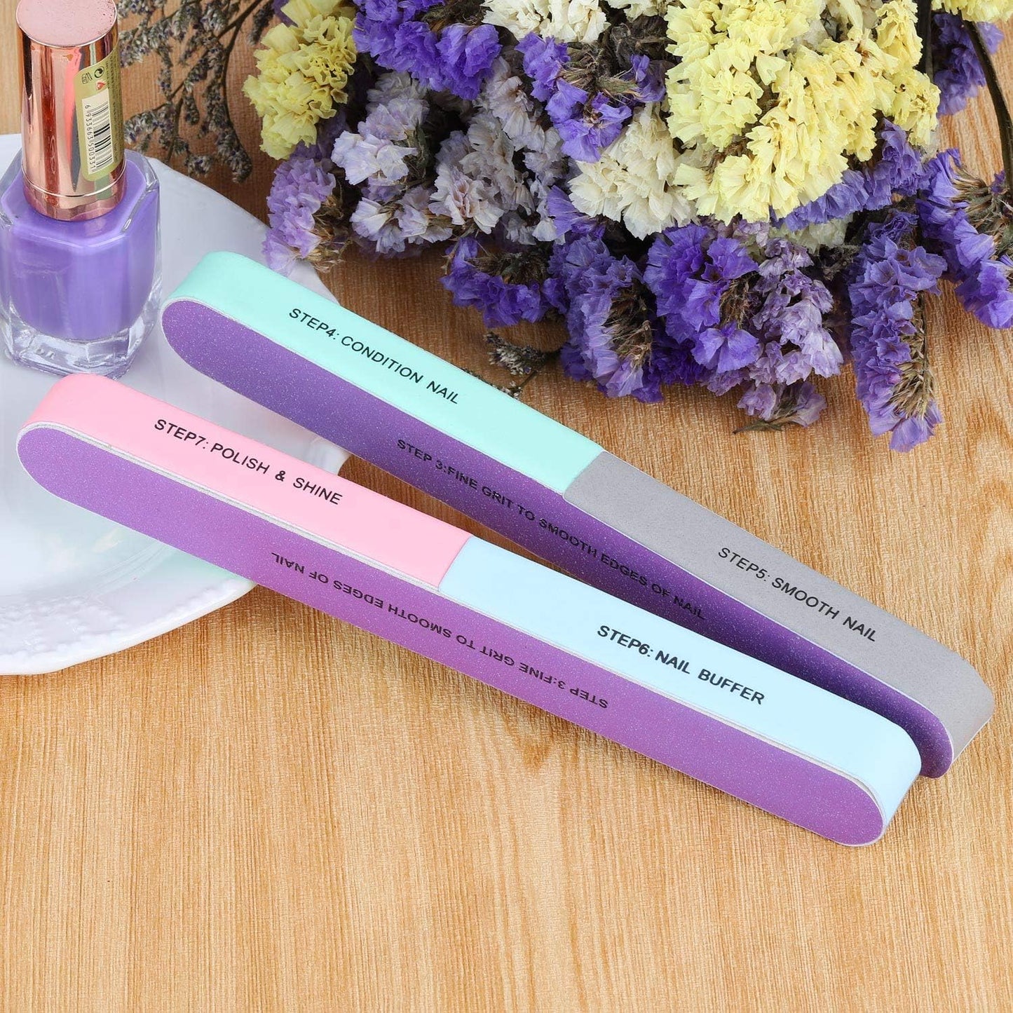 12 Pieces 7 Way Nail Files and Buffers, Professional Nail Buffing Files Buffing Block for Shaping, Contouring, Smoothing, Polishing, Shining Natural Nails (Pack of 2)