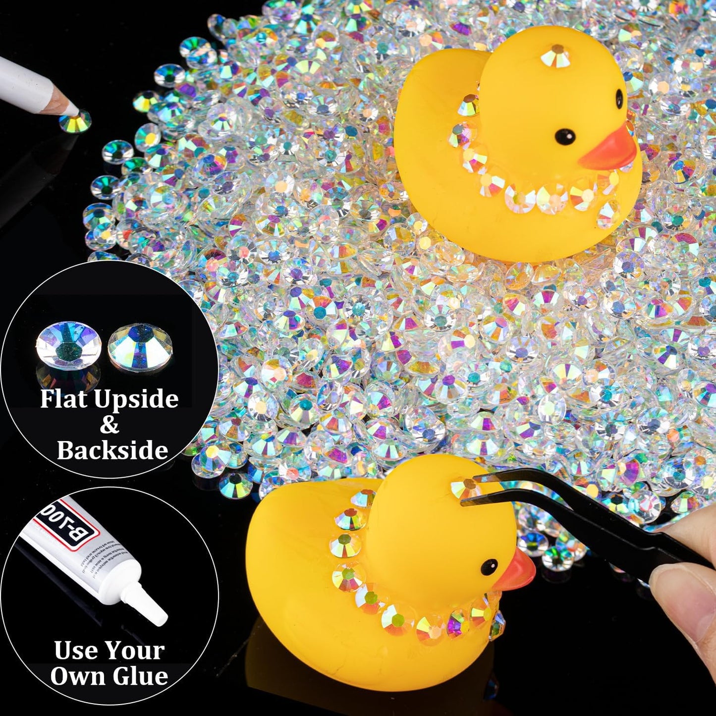2000pcs 6mm Resin Rhinestones Bulk, Transparent AB Flatback Round Jelly Rhinestones Bedazzling Non Hotfix Crystal Gems Large Quantity Wholesale for DIY Crafts Clothes Tumblers Face Makeup Manicure
