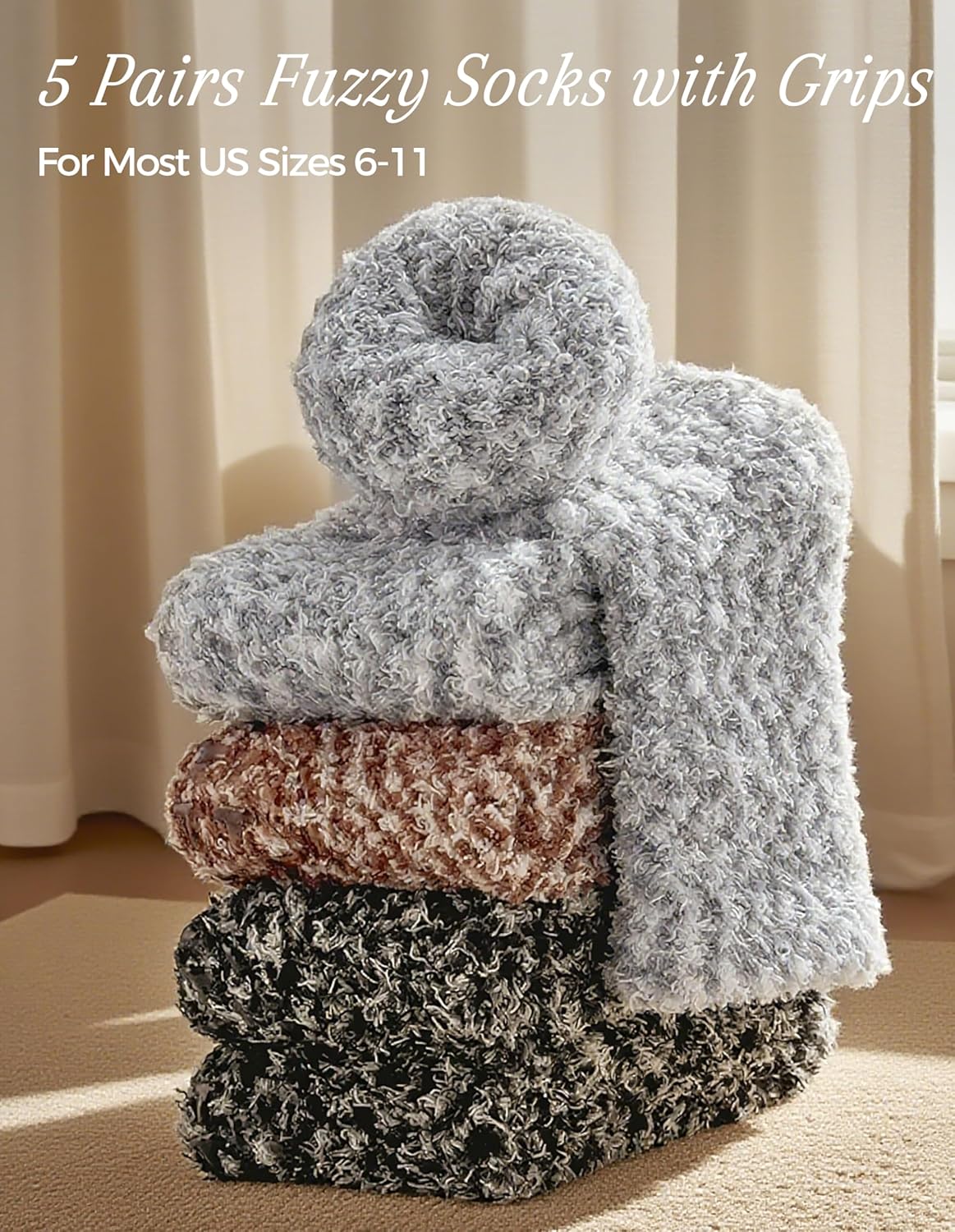 TEHOOK Warm & Cozy Gifts for Women, Stocking Stuufers, Fluffy Fuzzy Plush Sleeping Slipper Socks - Soft Warm Fabric