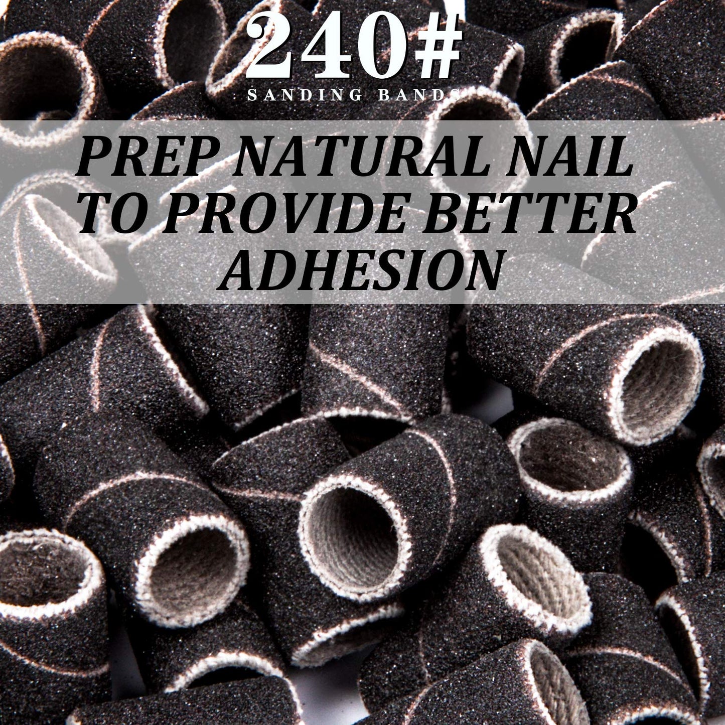 Lavinda Sanding Bands Nail Drill Bits 300Pcs Grits Electric File Nail Sanders Professional Drill Bits Set #80#150#240 Zebra Grinder Band Colorful 3/32" Mandrel Bit for Manicures Nail Drill Machine
