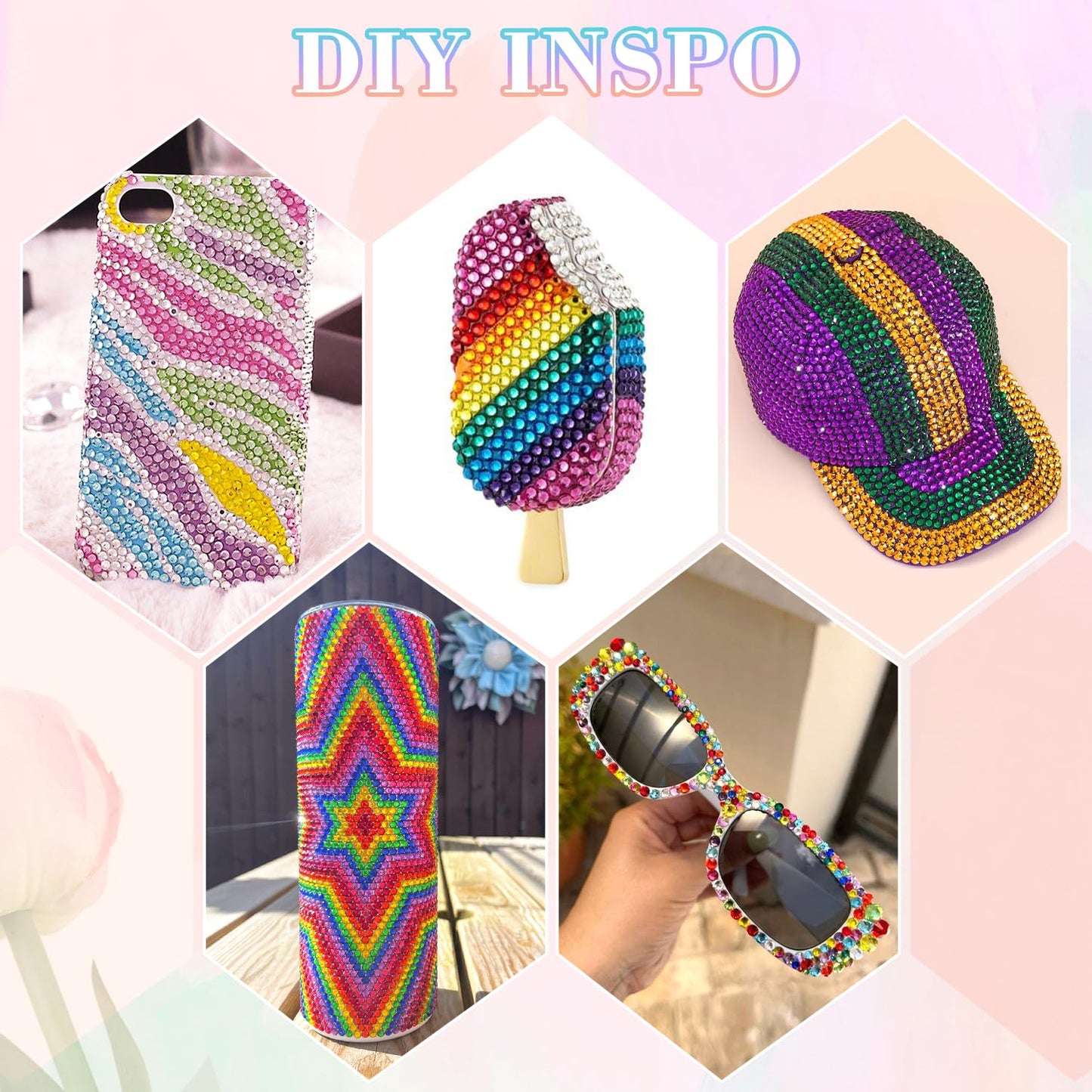 6600Pcs Resin Rhinestones with 1Pcs B7000 Jewelry Glue for Crafting, Multicolors 5mm Non Hotfix Flatback Gems, Bedazzling Crystal for DIY Crafts Clothing Tumblers Mugs Shoes Fabric Decor Nail Art
