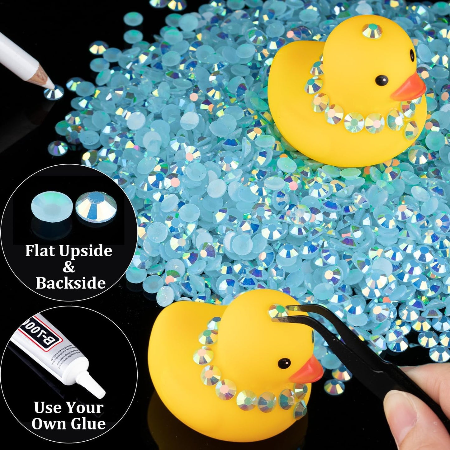 15000pcs 2mm Resin Rhinestones Bulk, Lake Blue AB Flatback Round Jelly Rhinestones Bedazzling Non Hotfix Crystal Gems Large Quantity Wholesale for DIY Crafts Clothes Tumblers Face Makeup Manicure