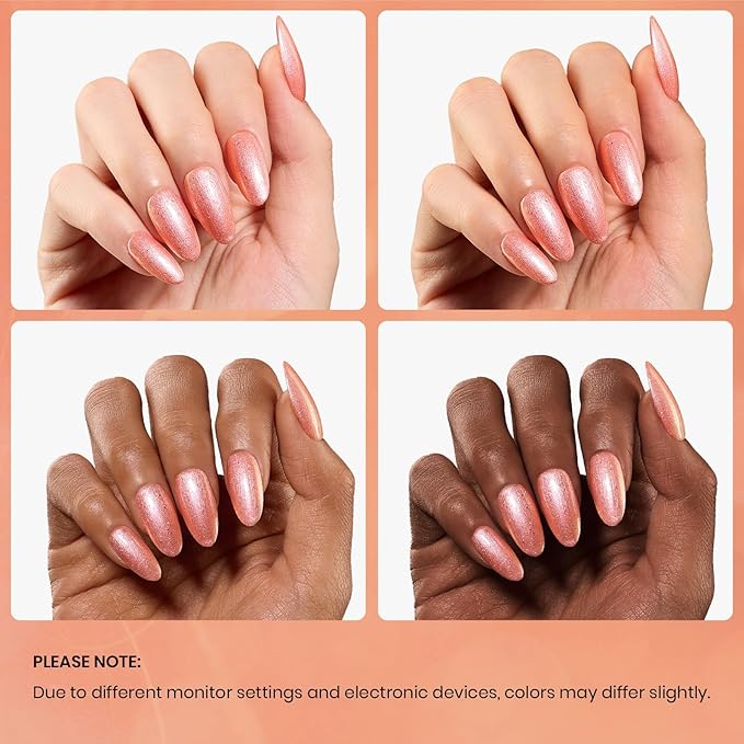 Beetles Glow with Grace Glitter Gel Polish 15ml Coral Orange Gel Nail Polish Colors Pearl Shimmering Coral Glow with Threaded Swirl Design Soak Off UV LED for DIY Salon Manicures