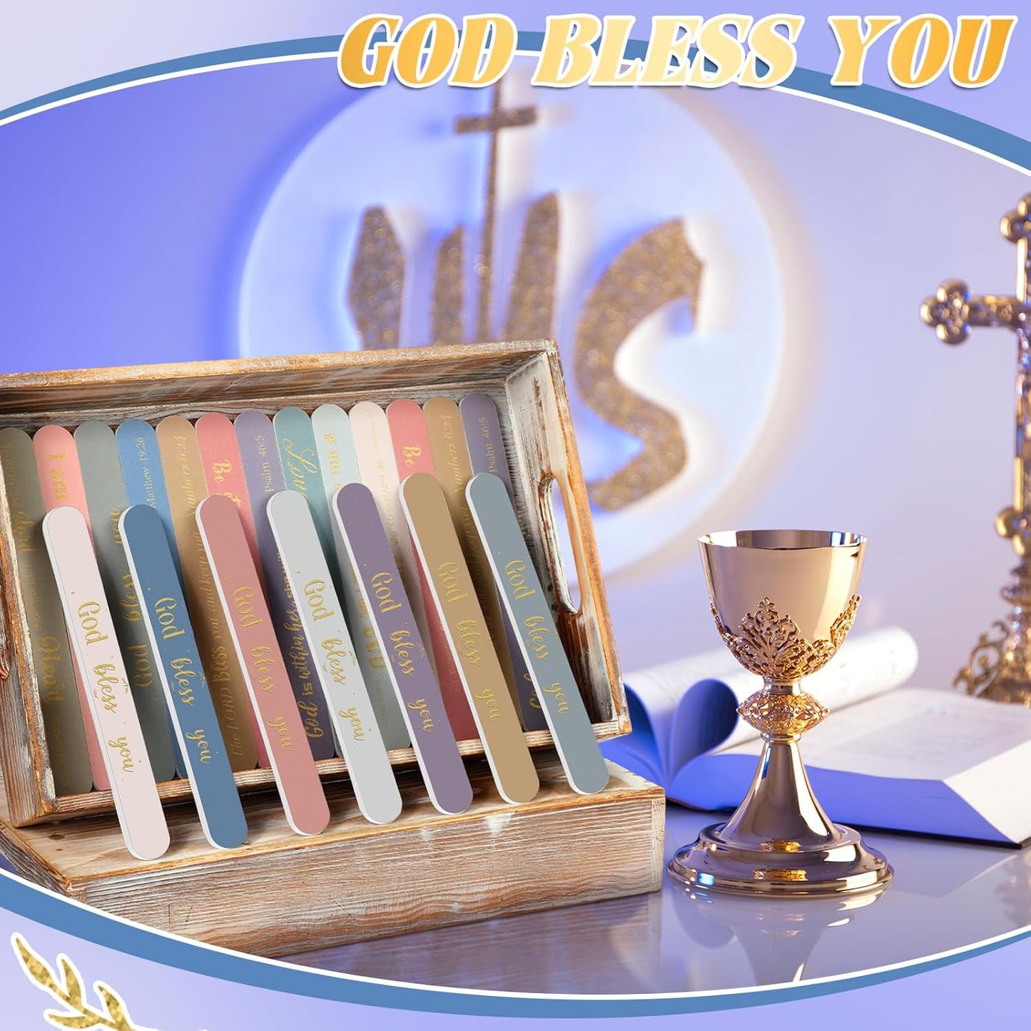 50 Pack Christian Gifts for Women Bulk Bible Verse Scripture Nail Files Christian Religious Party Emery Boards Employee Appreciation Gifts for Team Staff Coworkers Teachers