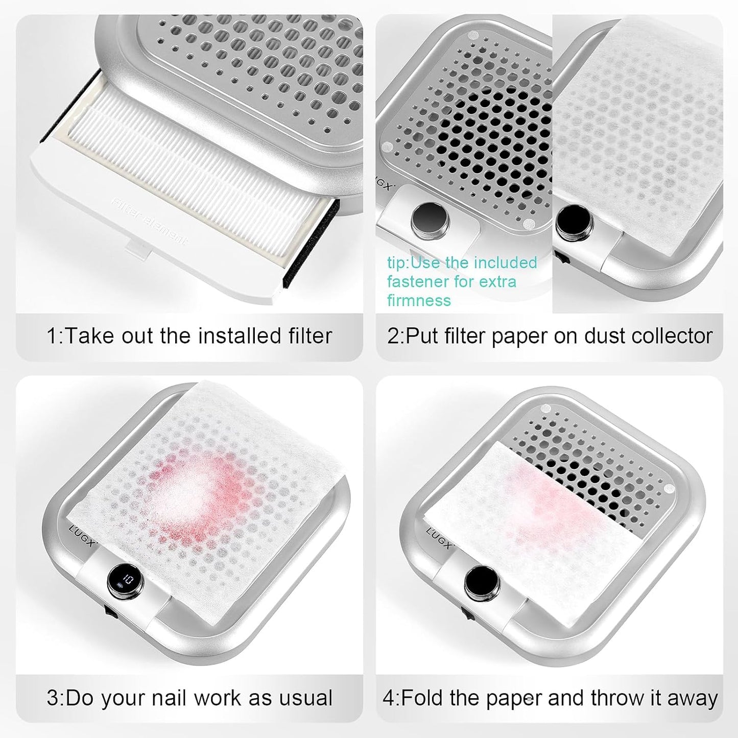 L'UGX Nail Dust Collector Filter Paper - 30 Sheets Efficient Filtering-LG621