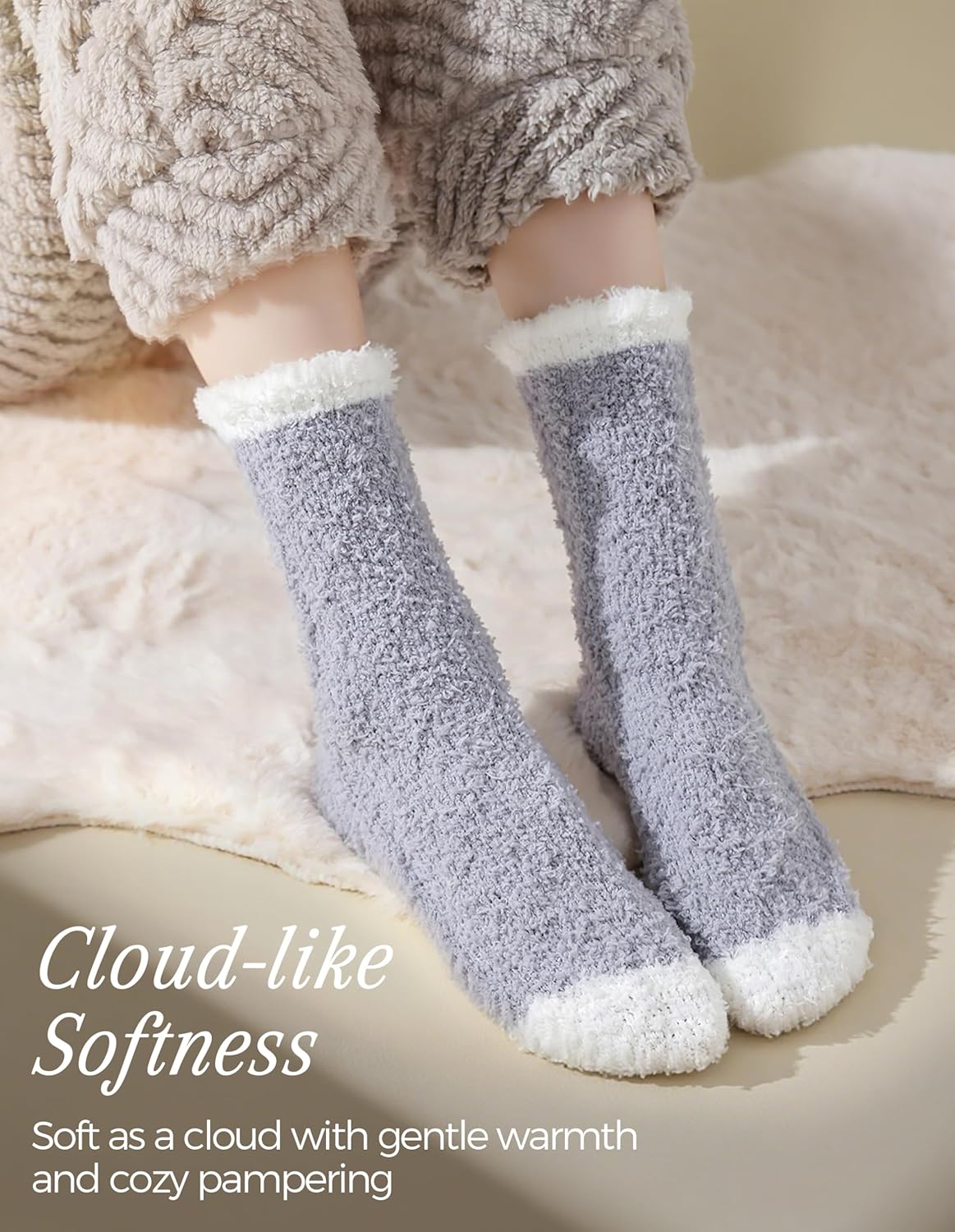 TEHOOK Warm & Cozy Gifts for Women, Stocking Stuufers, Fluffy Fuzzy Plush Sleeping Slipper Socks - Soft Warm Fabric