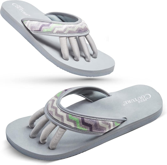 Pedi Couture Pedicure Sandals with Built In Toe Separators for Women - Comfortable Spa Style Flip Flops for Home, Salon, Yoga & Gym Use