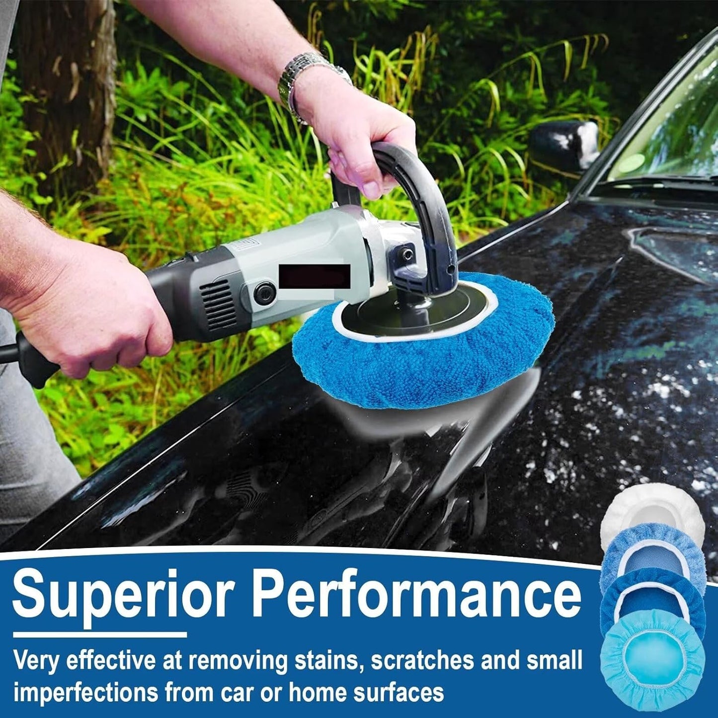 20PCS Car Orbital Buffer Polisher Pad Bonnet Set, 5-6 Inch Polishing Buffing Pads Bonnet Buffing Pad Cover, Microfiber Buffer Pads, Polisher Pads, Car Accessories for Polishing, Waxing and Cleaning
