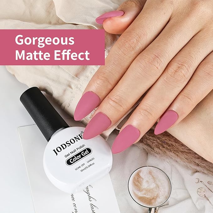 JODSONE Lady Roses Gel Nail Polish 10ml Nude Pink Gel Polish Dusty Rose Nail Color Long-Lasting Chip-Resistant Easy to Apply Low Odor Need U V Lamp Curing