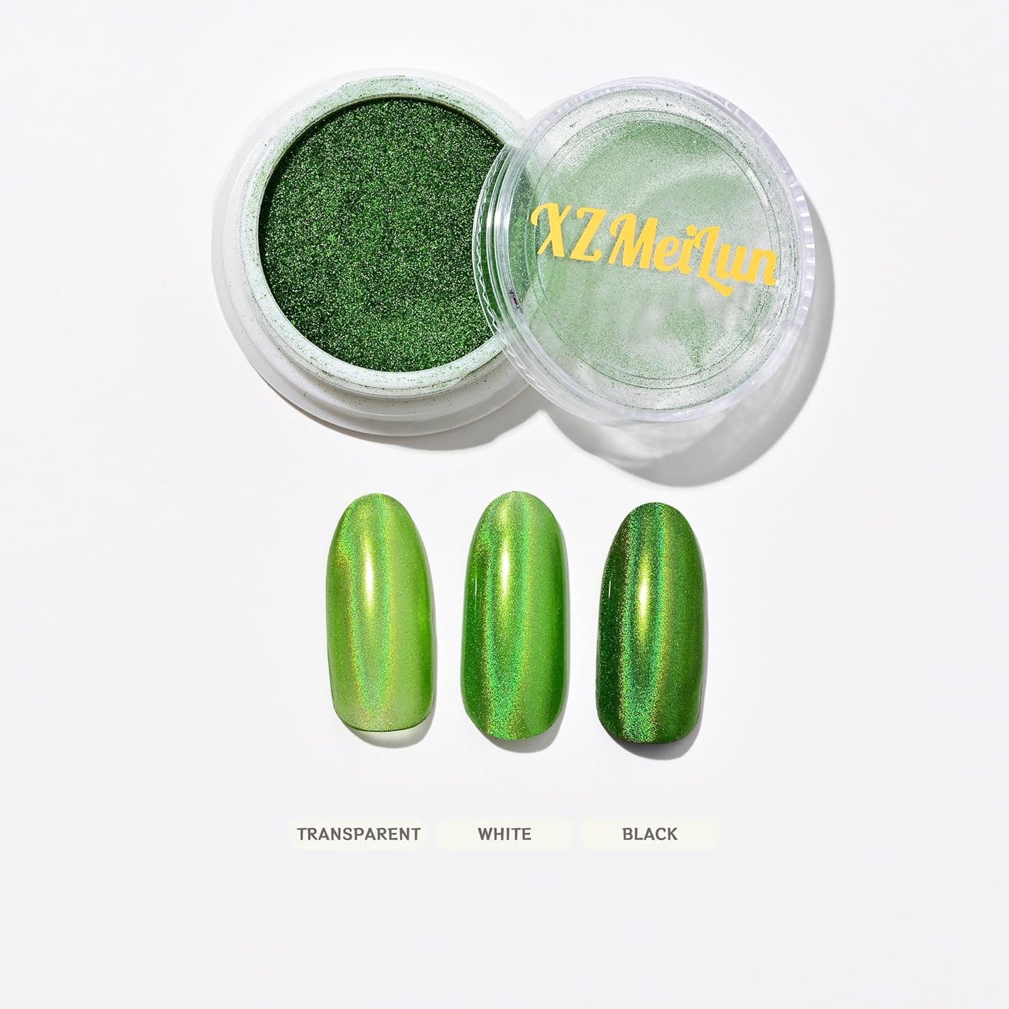 Chameleon Green Magic Mirror Chrome Nail Powder, Big-Capacity 1.5g Metallic Dust Holographic Effect Powder Pigment Glitter Manicure Kit, Nail Art, Can Mixed with Builder Gel Nail Polish Use