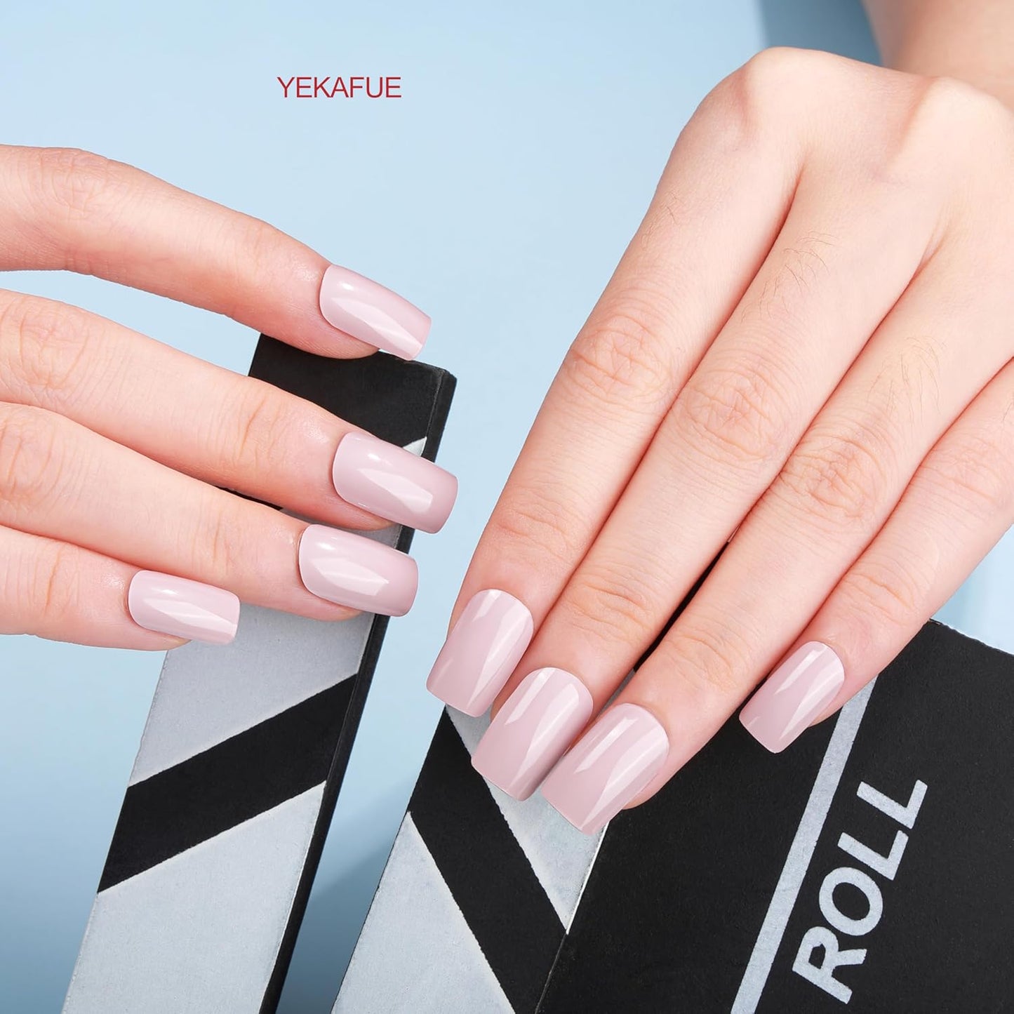 Gel Nail Strips 20 Pcs Wraps - Nude Pink, Easy Apply Gel Nail Stickers Long Lasting, Salon-Quality, 2 Prep Pads, 1 File, 1 Wooden Stick, UV Light Required
