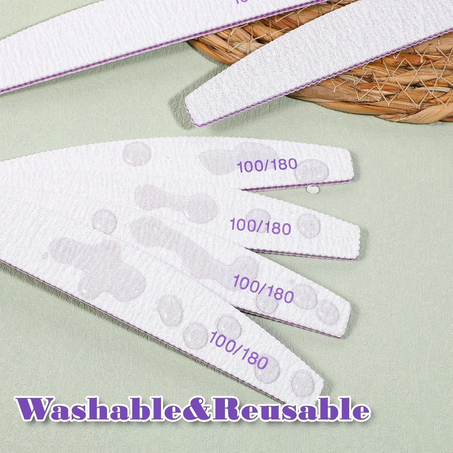 150Pcs 100/180 Nail File Sanitize Nail Files and Buffers Double Side Coarse for Acrylic Natural Extension Nails Emery Boards Manicure Tool for Acrylic Nails Toenails Removal Manicure Salon Home