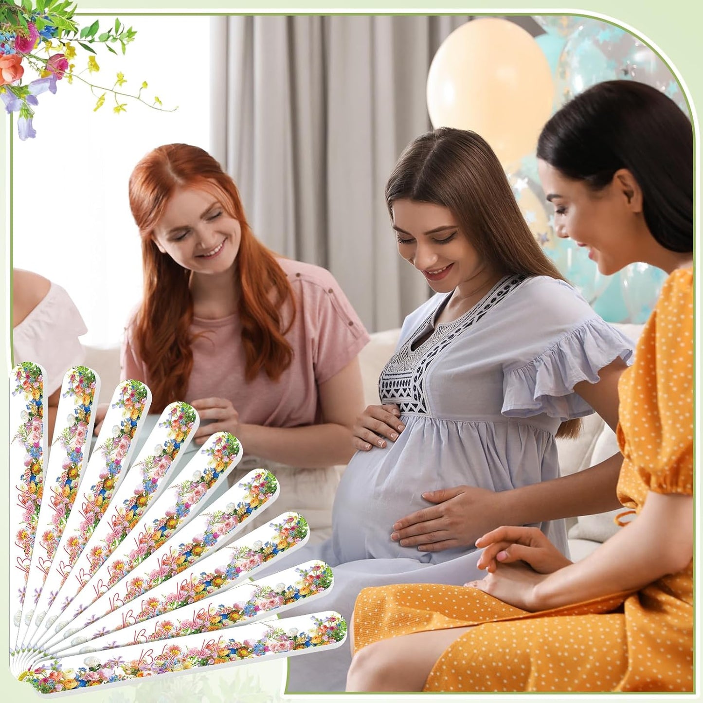 50 Pcs Baby in Bloom Baby Shower Favors Decorations Party Games Winners Prizes Gifts Bulk Floral Emery Board Nail File for Adults Guests Gender Reveal Favors Decorations Gift Bags Stuffers