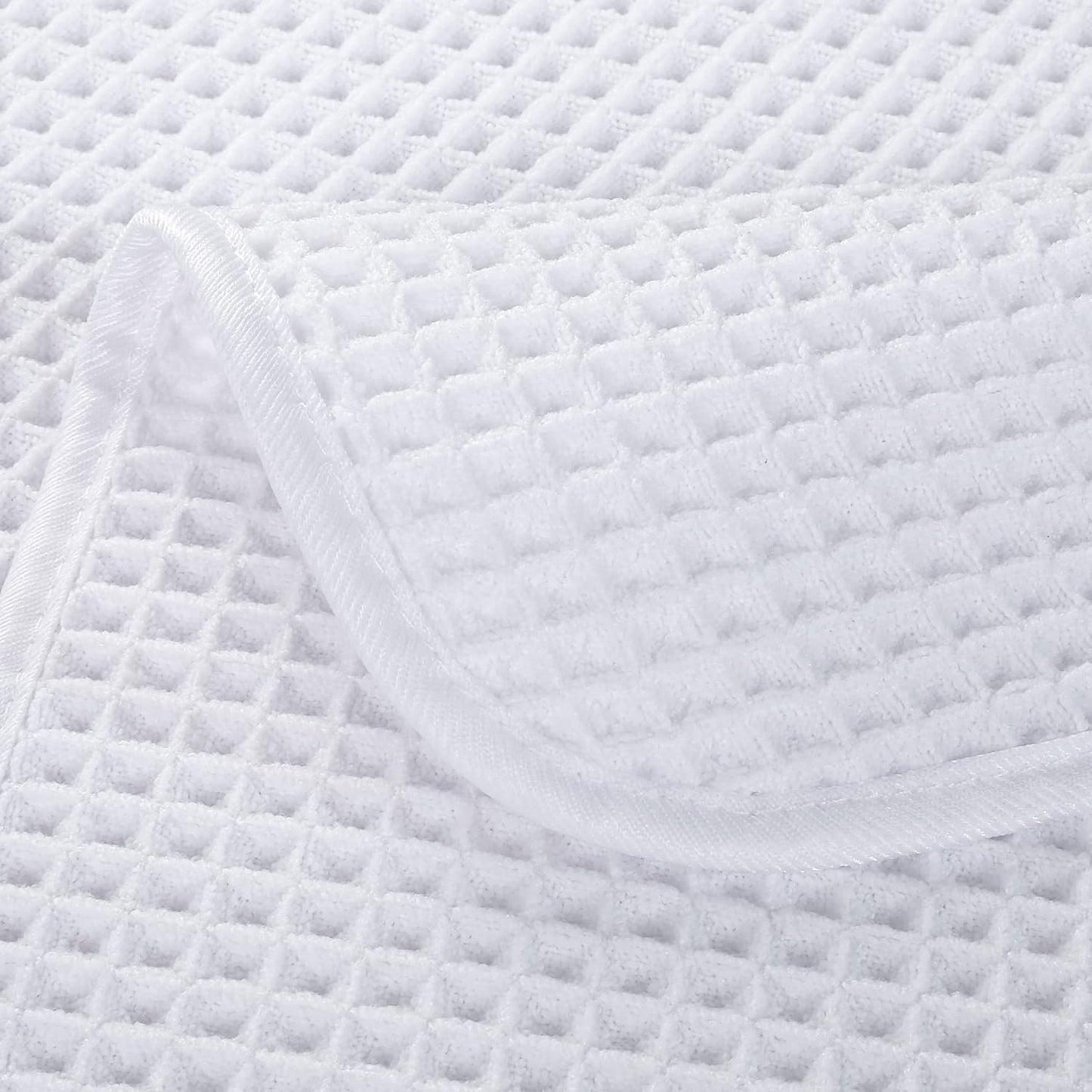 POLYTE Microfiber Lint Free Washcloth Face Towel, 13 x 13 in, 4 Pack (Waffle Weave)