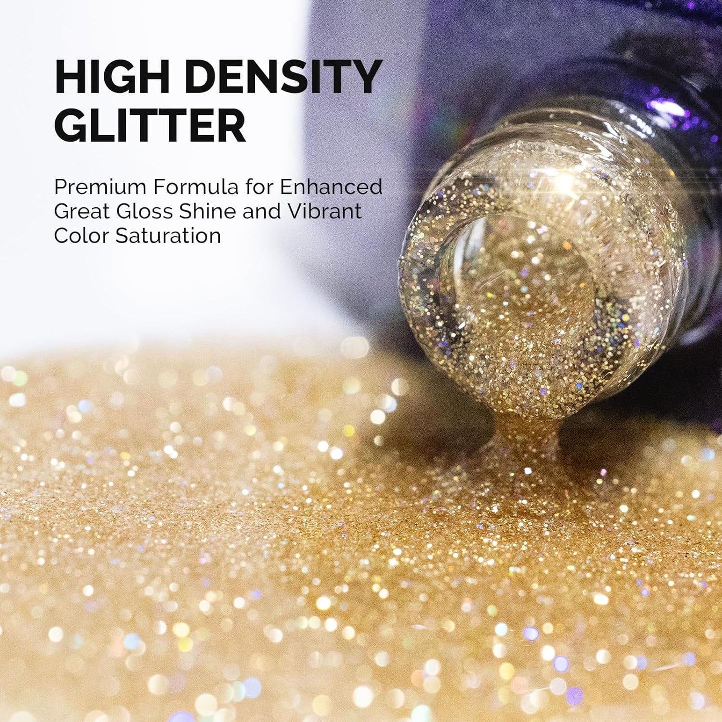 MelodySusie Galaliver Glitter Gel Nail Polish, 15ML Sparkly Shimmer Gel Polish Soak Off UV LED Cured Long Lasting Gift for Women DIY Nail Design Nail Art Manicure Noble Gold X02