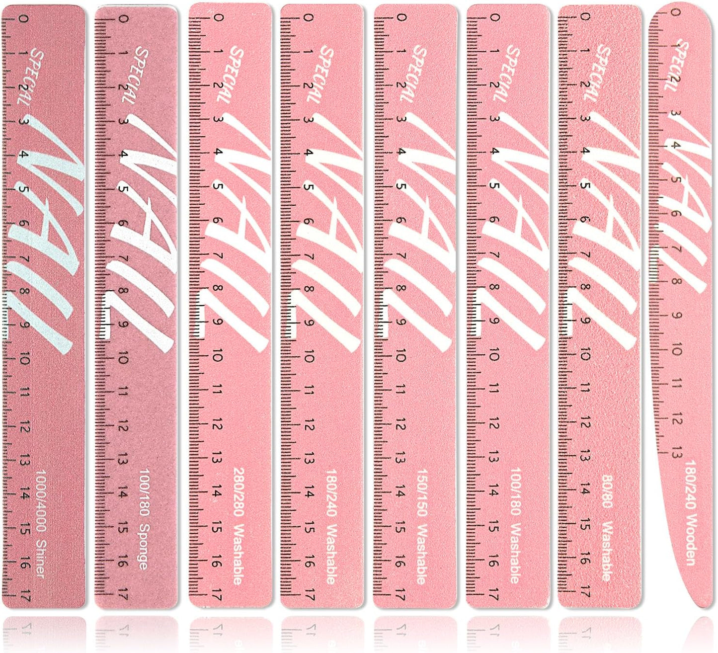 Nail Files and Buffers, 8 Pcs Nail Files for Natural Nails Emery Boards Nail Filer Professional Fingernail Files 80/100/150/180/240/280/1000/4000 Grit Nail File Set,Manicure Salon Tools