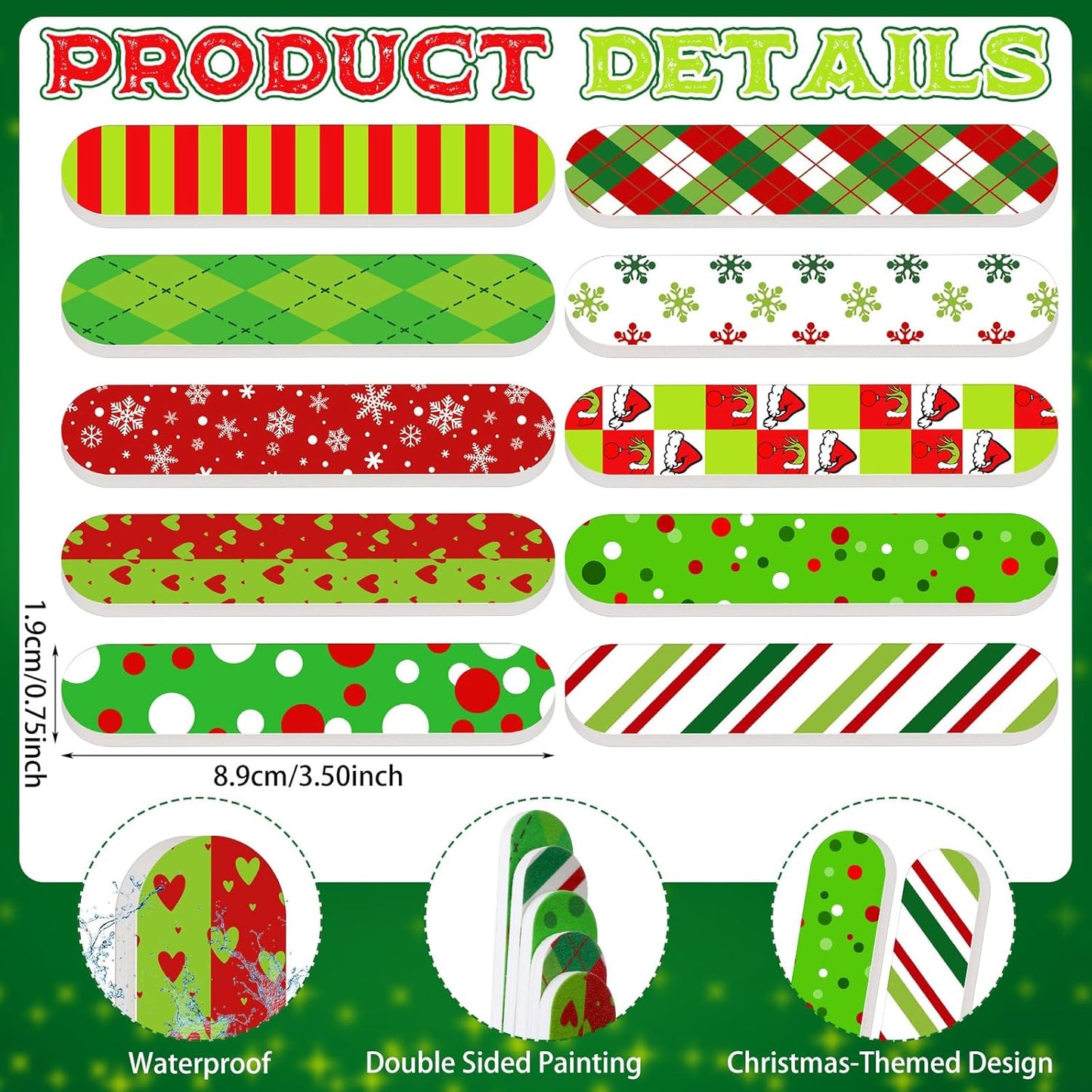 50 Pcs Christmas Mini Nail File Gifts Bulk for Women Red and Green Double Sided Emery Boards Small Xmas Party Favors Thank You Gifts Manicure Tools for Employee Staff Coworker Appreciation