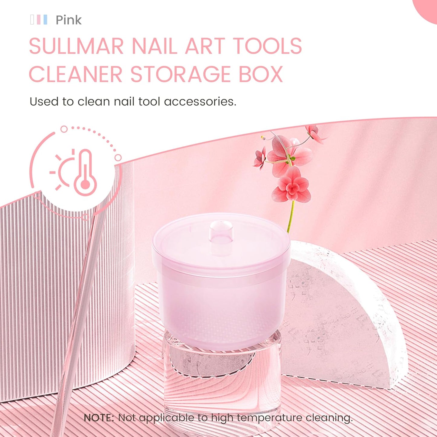 Nail Art Tools Cleaner Storage Box Nail Drill Bits Clipper Cutter Alcohol Soaking Cleaner Tweezers Accessories Clean Nail Tools (Pink)