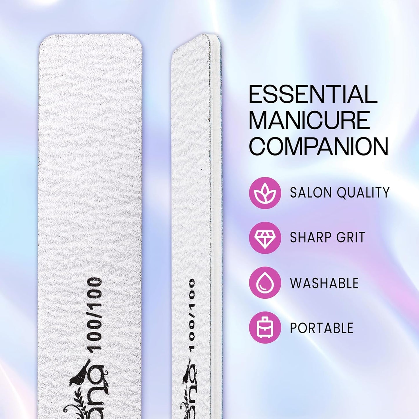 10PCS Jumbo Size PANA Professional Double Sided Nail Files - Zebra, 100/100 Grit - Emery Board Nail Buffering File Manicure Pedicure Nail Polisher Washable