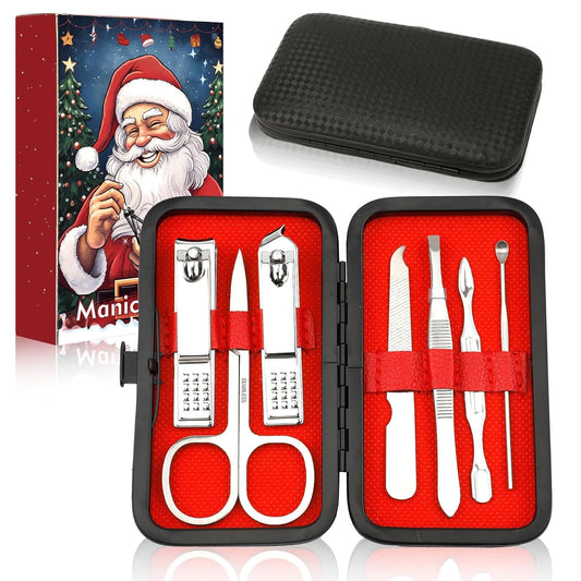 Christmas Stocking Stuffers for Adults, Nail Care Kit for Men, 7 PCS Manicure and Pedicure Kit, Manicure Set Women Travel Nail Kit Nail Clipper Set Kit Christmas Gift Mens Nail Grooming Kit(Silver)
