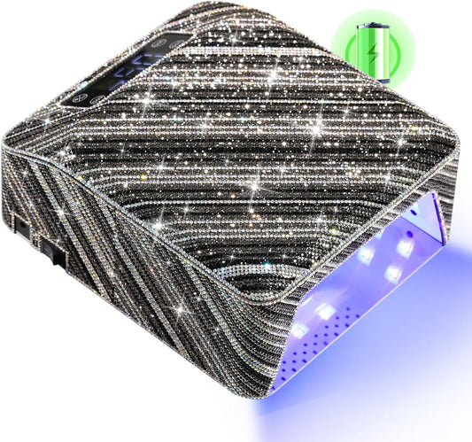 UV Nail Lamp, Rechargeable LED Nail Dryer Sparkly Gel Polish Light 4 Timer Setting Professional Quick Dry Curing Lamp with Display Auto Sensor for Salon & Home, Zebra Diamond