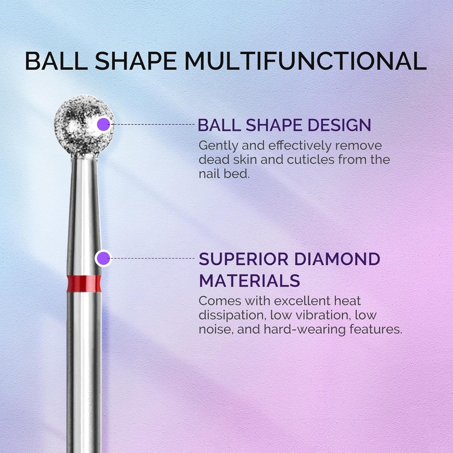 MelodySusie 3Pcs Cuticle Cleaner Nail Drill Bits Set, 3/32'' Safety Carbide Diamond Bits, Ball, Flame and Inverted Tapered Bits, Suitable for Cuticle Dead Skin Nail Prepare, Silver