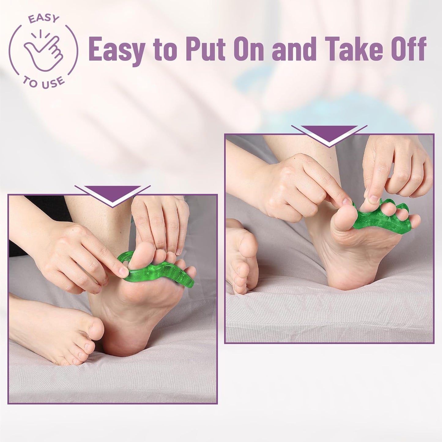 Dr. JK- ToePal Gel Toe Separator, 4 Pairs, Toe Spacers, Bunion Corrector, Green & Blue, Christmas Gifts