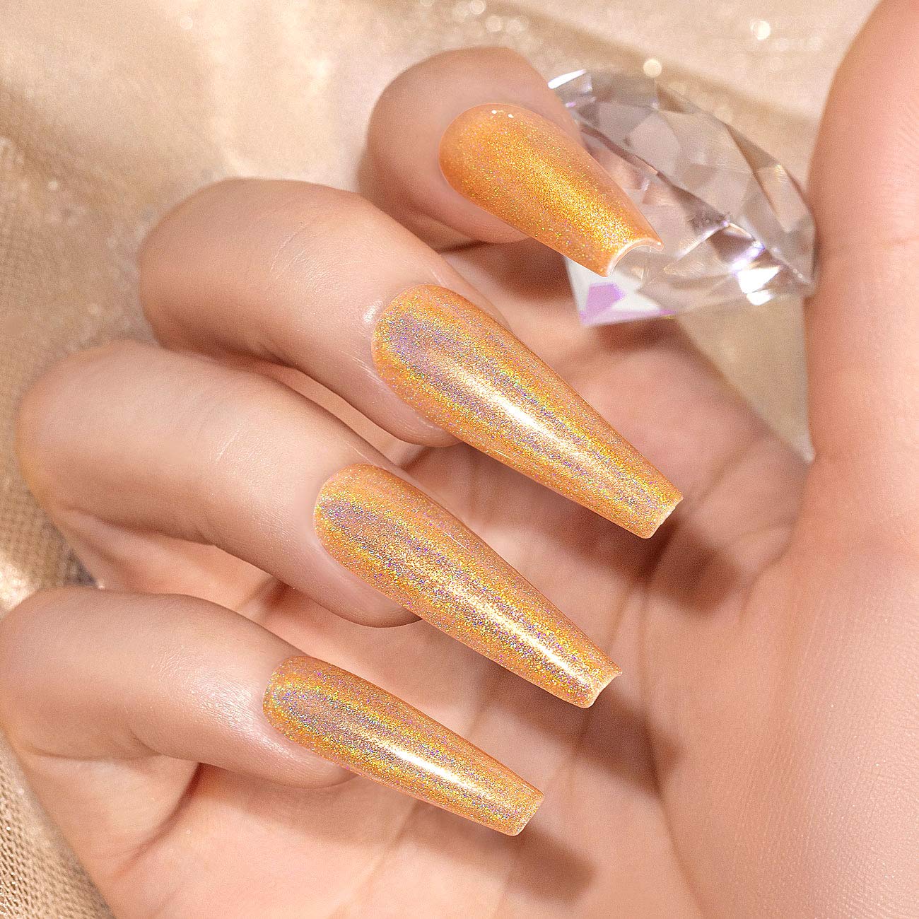 RARJSM Holographic Nail Polish Shimmer Gold Gel Polish Unicorn Effect Nail Gel 7.5ML Curing Required Nail Art Colors Home GelManicure