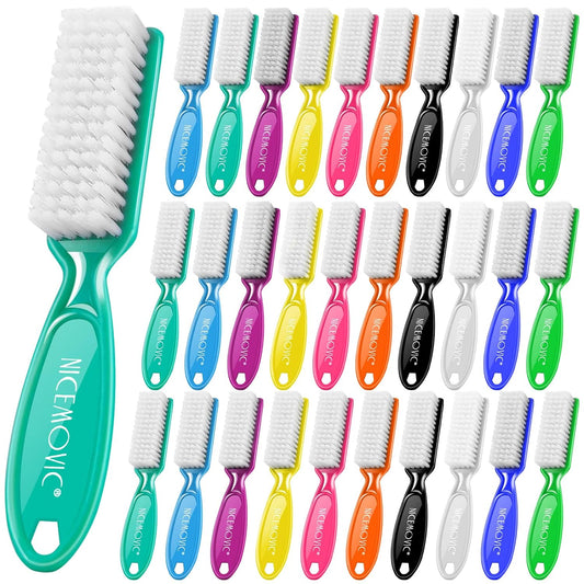 NICEMOVIC 30 Pcs Nail Brush for Cleaning Fingernails, Handle Grip Nail Scrubber Brush, Hand Fingernail Cleaner Brush Manicure Tools Scrub Cleaning Brushes, Use for Toe and Nail Cleaning(Bright Colors)