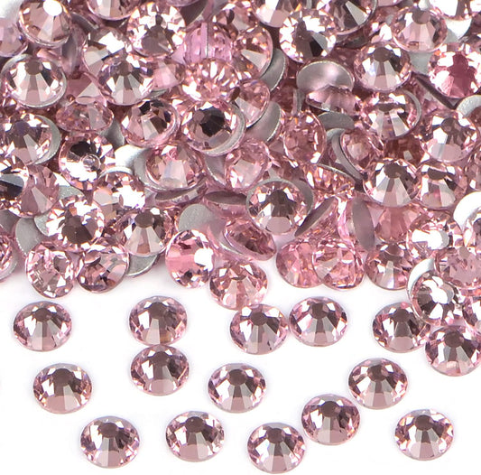 2880PCS Art Nail Rhinestones Non Hotfix Glue Fix Round Crystals Glass Flatback for DIY Jewelry Making with one Picking Pen (ss4 2880pcs, Lt. Rose)