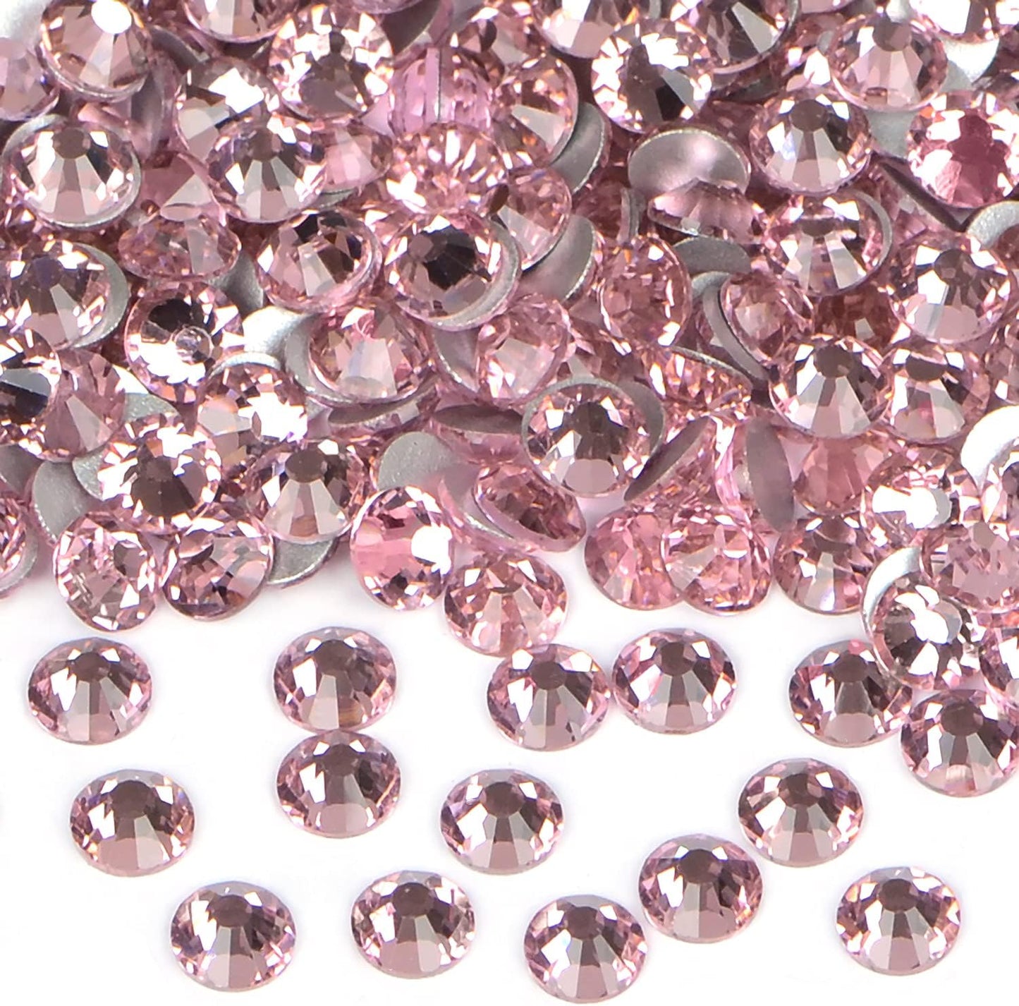 288PCS Art Nail Rhinestones Non Hotfix Glue Fix Round Crystals Glass Flatback for DIY Jewelry Making with one Picking Pen (ss30 288pcs, Lt. Rose)