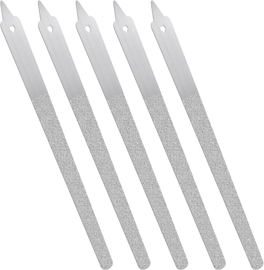 Diamond Dust Nail File, 5 Pcs Metal Nail File with Sharp Pointed Tip, Stainless Steel Nail Dresser Nail Buffering Files, Double Sided Nail File Fingernails Toenails Manicure Files for Salon and Home
