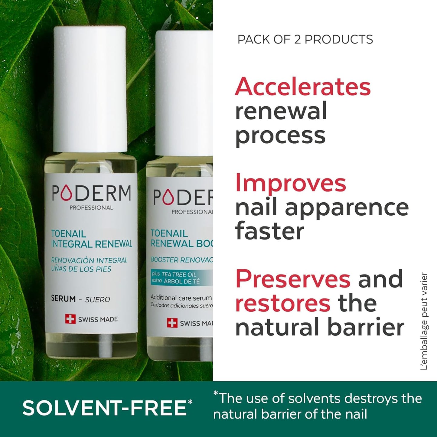 PODERM - Restores Appearance of Discolored or Damaged nails, 100% Natural Ingredients and Vegan - Swiss Made