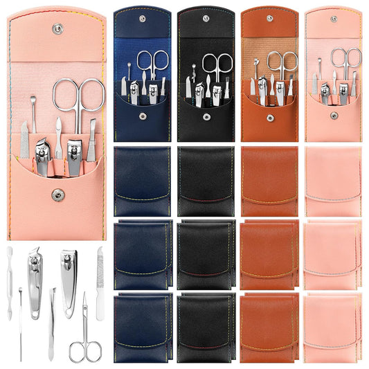 Lasnten 24 Set Christmas Manicure Set Bulk Nail Clippers Grooming Nail Kit Stainless Steel Professional Pedicure Kit Pedicure Tools with Travel Case Gifts for Xmas Men Women(7 in 1,Fresh Colors)