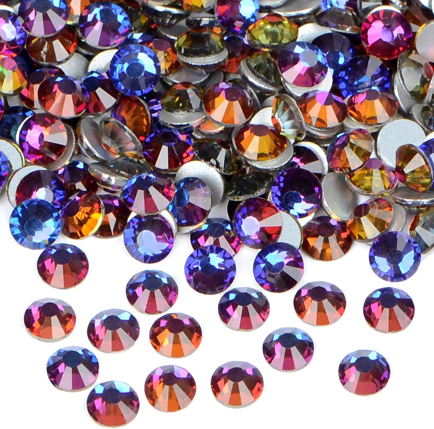2880PCS Art Nail Rhinestones Non Hotfix Glue Fix Round Crystals Glass Flatback for DIY Jewelry Making with one Picking Pen (ss8 2880pcs, Blue Volcanic)
