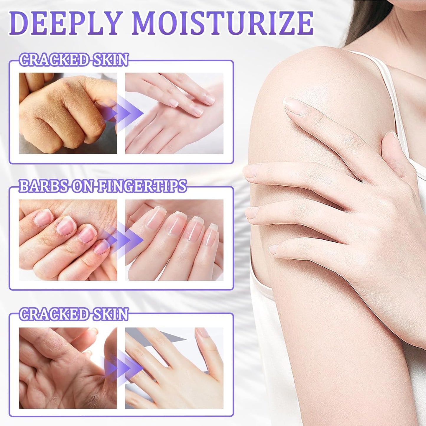 Hand Mask Moisturizing Gloves 6 Pack,Hydrating Hand Mask for Women,Soft Gloves for Dry Cracked Skin M