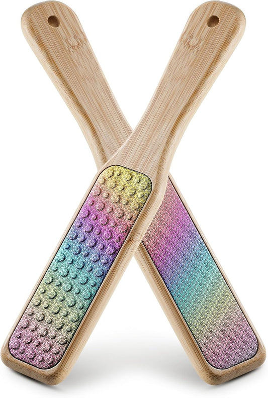 BALUCA Foot File, Double Sided Foot Scraper Callus Remover, Foot Rasp for Cracked Heel and Foot Scrubber Corn Removal Foot Care Tools - Rainbow