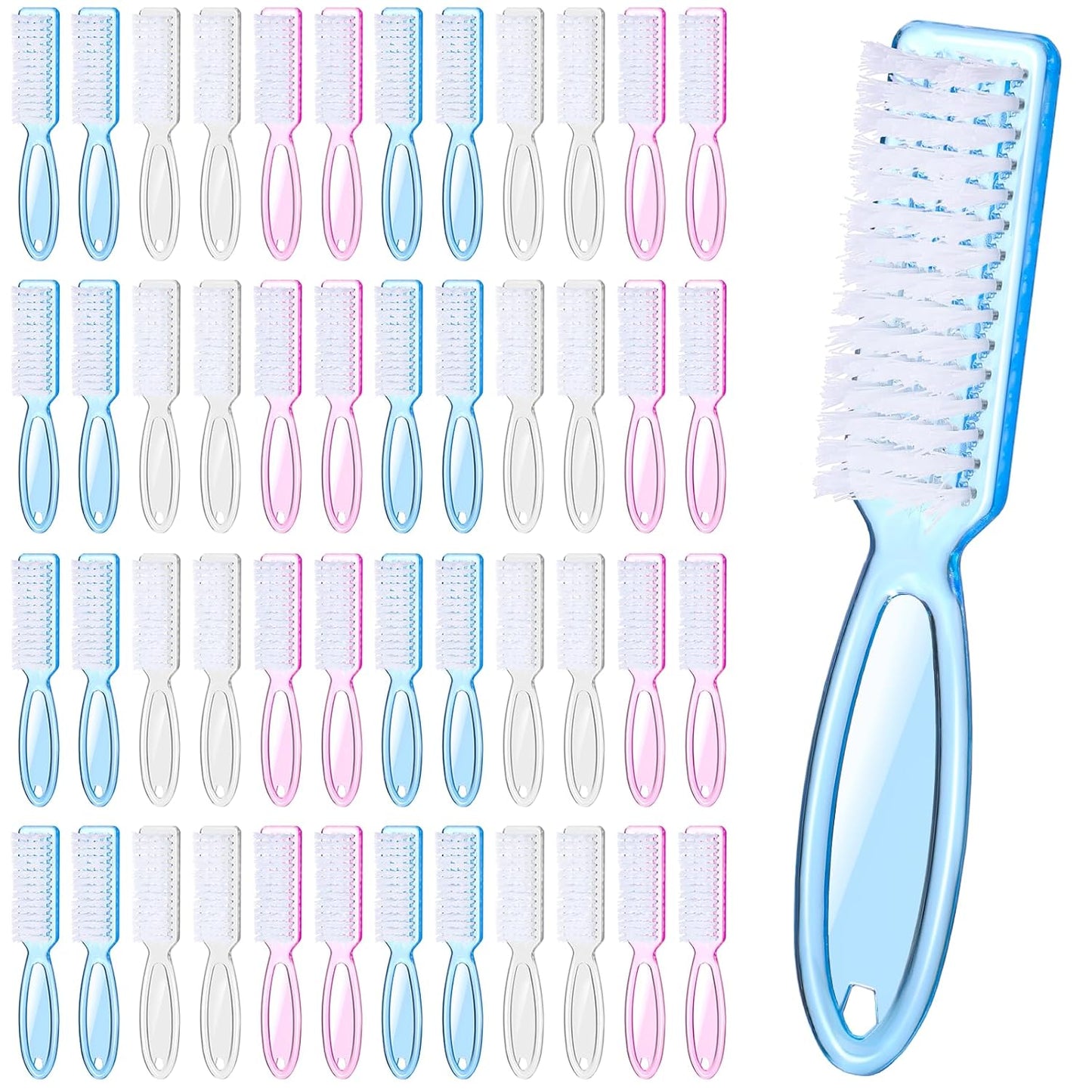60 PCS Nail Scrubber Brush Set, Handle Grip Nail Brush Bulk Fingernail Scrubber, Pedicure Cleaning Brushes for Toes and Fingernails Cleaning, 3 Colors