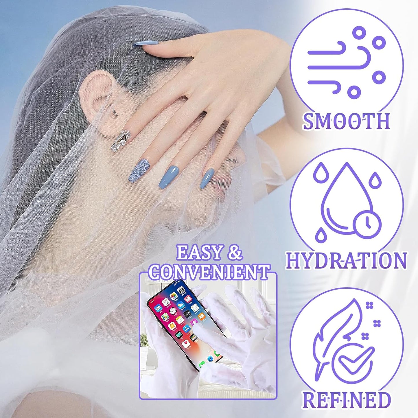 Hand Mask Moisturizing Gloves 6 Pack,Hydrating Hand Mask for Women,Soft Gloves for Dry Cracked Skin K