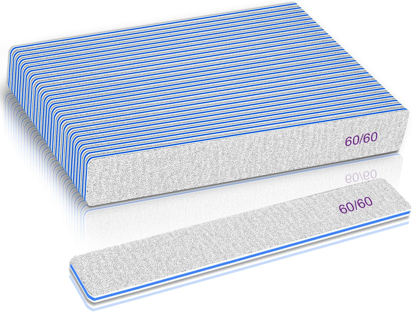 Nail Files 25pcs-Nail File 60/60 Grit for Acrylic Nails,Super Rough Nail Files Emery Boards for Artificial Nails, Fake Nails, Professional Double Sided Jumbo Zebra Nail File