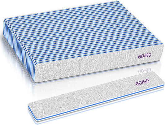 Nail Files 25pcs-Nail File 60/60 Grit for Acrylic Nails,Super Rough Nail Files Emery Boards for Artificial Nails, Fake Nails, Professional Double Sided Jumbo Zebra Nail File