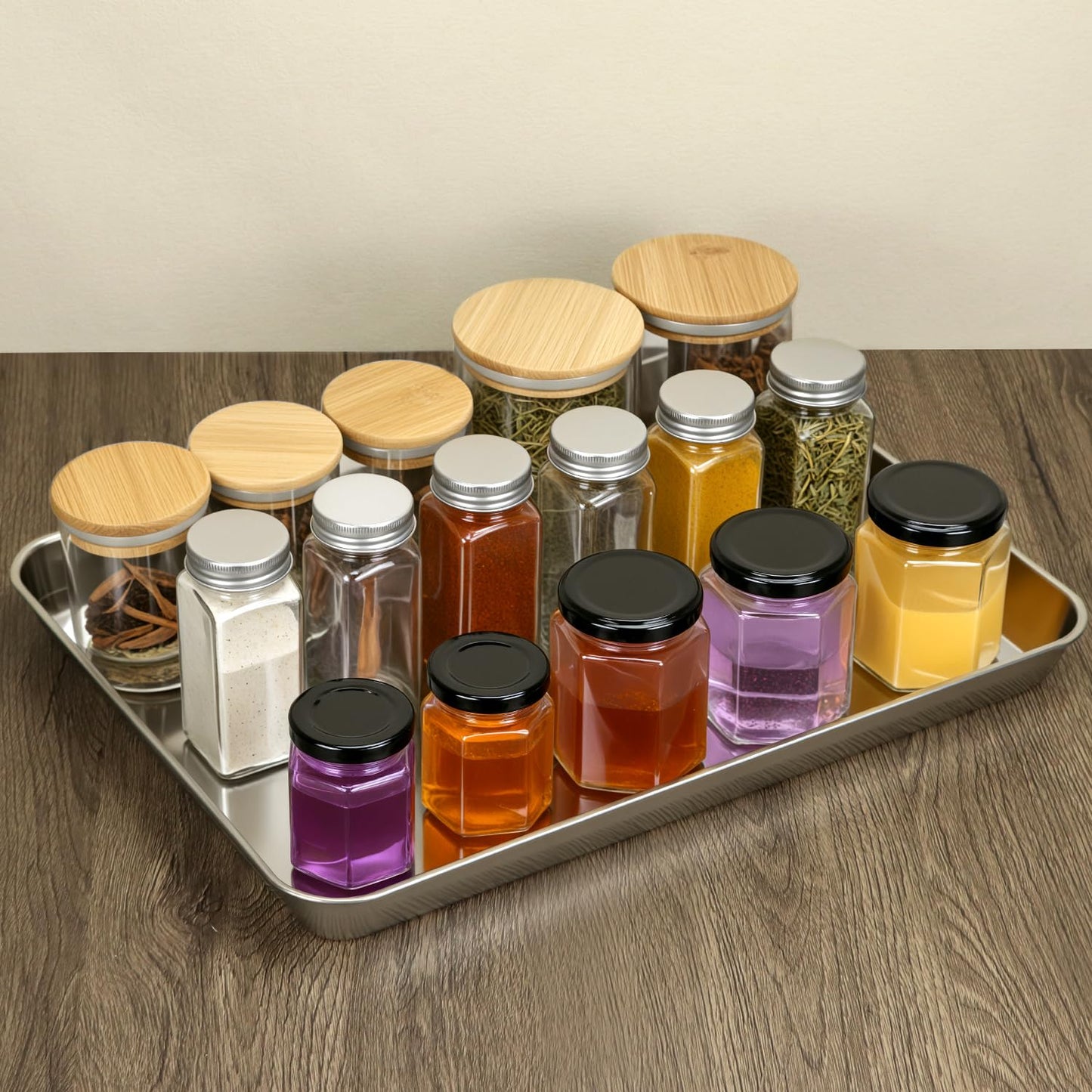 QWORK Stainless Steel Surgical Tray, Flat Bottom Tray, for Medical Instruments, Tattoo, Surgical Supplies, 15 3/4 x 11-13/16 x 1 inch, 4 Pack