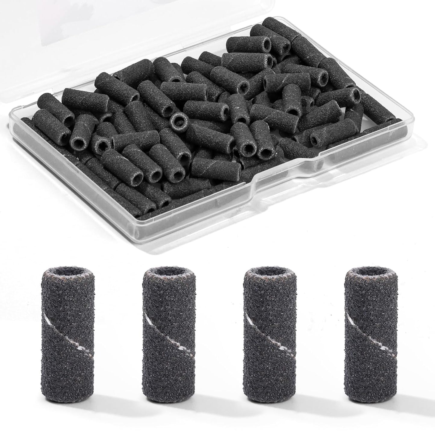 Makartt Sanding Bands for Nail Drill:100 Pcs Small Nail Sanding Files with 2025 Upgrade Design 3.1mm Mandrel Bits,180 Medium Grits (Black, Upgrade #240 Sanding Bands)