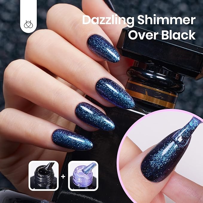 Beetles Glitter Gel Nail Polish, 15ML Purple Jelly Gel Polish Shimmer Neutral Nail Polish Sheer Translucent Effect Nail Concealer Soak Off UV Luminous Mirage Series Manicure Gift for Women