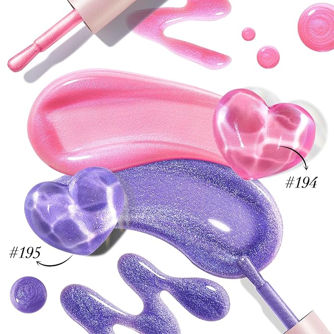 AZUREBEAUTY Nail Polish 2PC Colors Pink Purple holographic Glitter Shimmer ChromeLong Lasting Quick Dry, Natural Lustrous Enamel for DIY Manicure Salon at Home Women Gifts 0.34oz