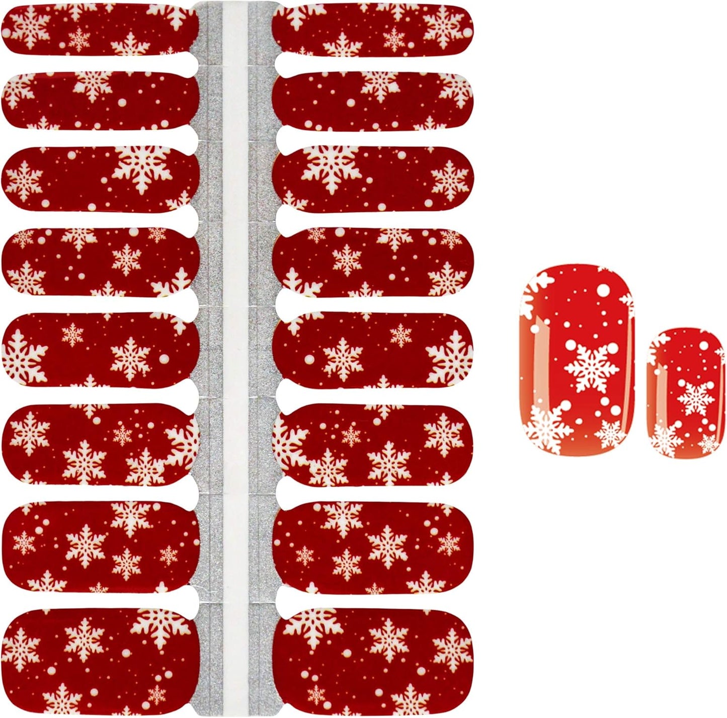 WOKOTO 5 Sheets Christmas Adhesive Nail Art Polish Stickers Tips with 1Pc Nail File Nail Wraps Decals Strips Set Manicure Holiday Pack