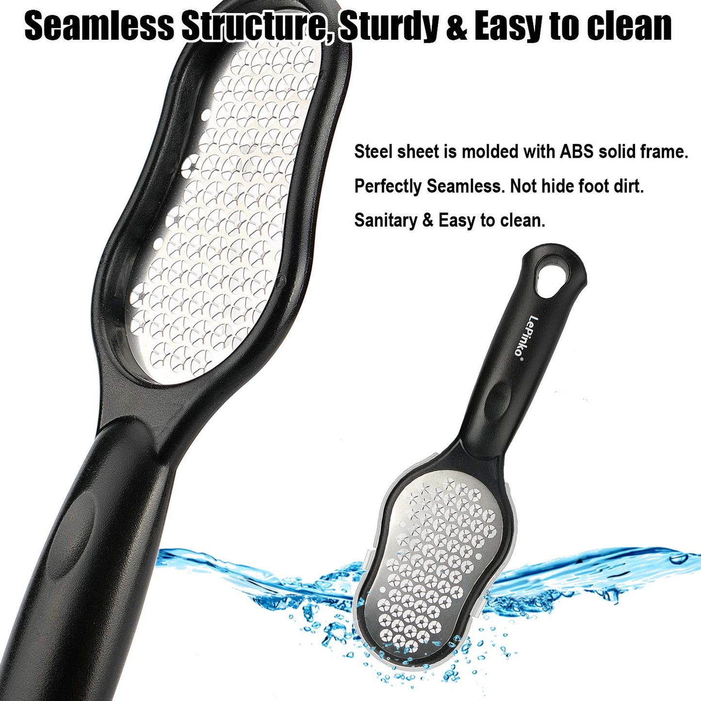 LePinko Foot Scrubber Set, Updated Blades, No Hurt Feet File, Powerful Pedicure Tool to Remove Callus and Dead Skin, Use in Shower or Dry, 2PCS