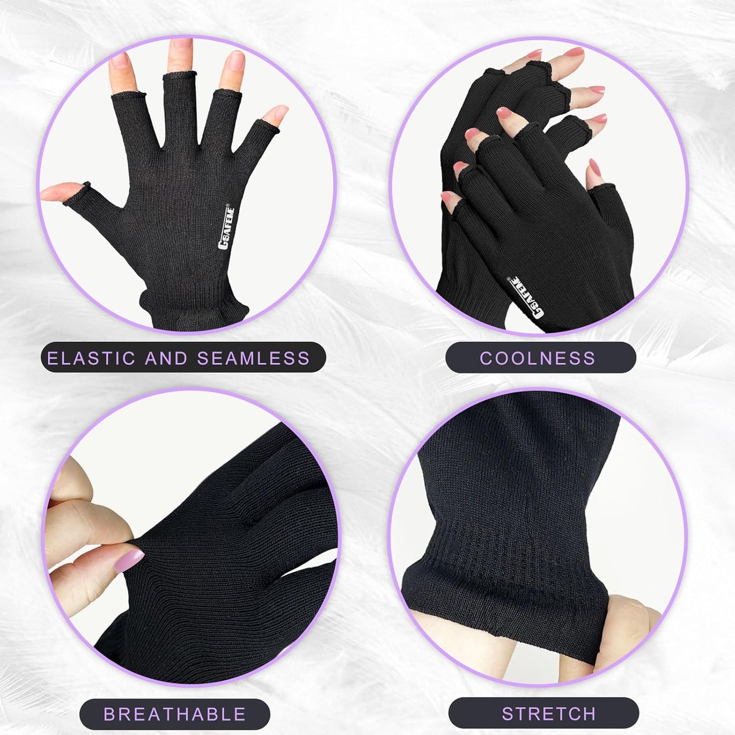 GSAFEME Cotton Gloves Eczema - Fingerless Touchscreen Moisturizing Gloves for Dry Hand Sleeping - Cotton Gloves for Men and Women, Black S/M 3 Pairs