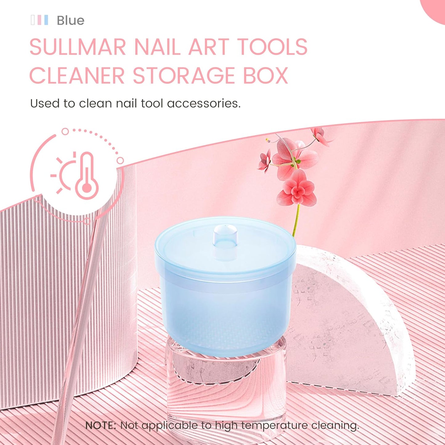 Nail Art Tools Cleaner Storage Box Nail Drill Bits Clipper Cutter Alcohol Soaking Cleaner Tweezers Accessories Clean Nail Tools (Blue)