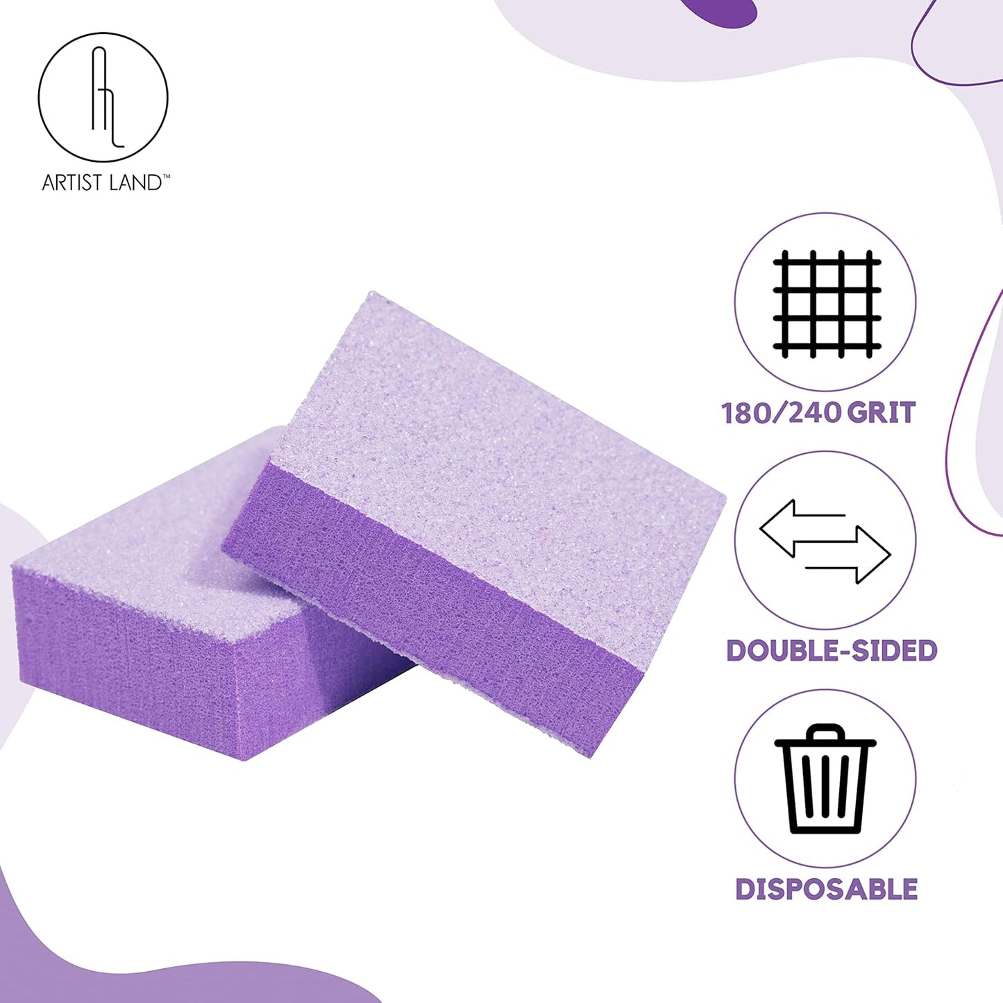 Purple Mini Buffer Set 180/240 Grit – 50 Ct - Professional Grade Salon Quality Nail Buffing Blocks Pack for Pre-Application of Polish, Gel, Acrylic, Double-Sided Buffer Blocks